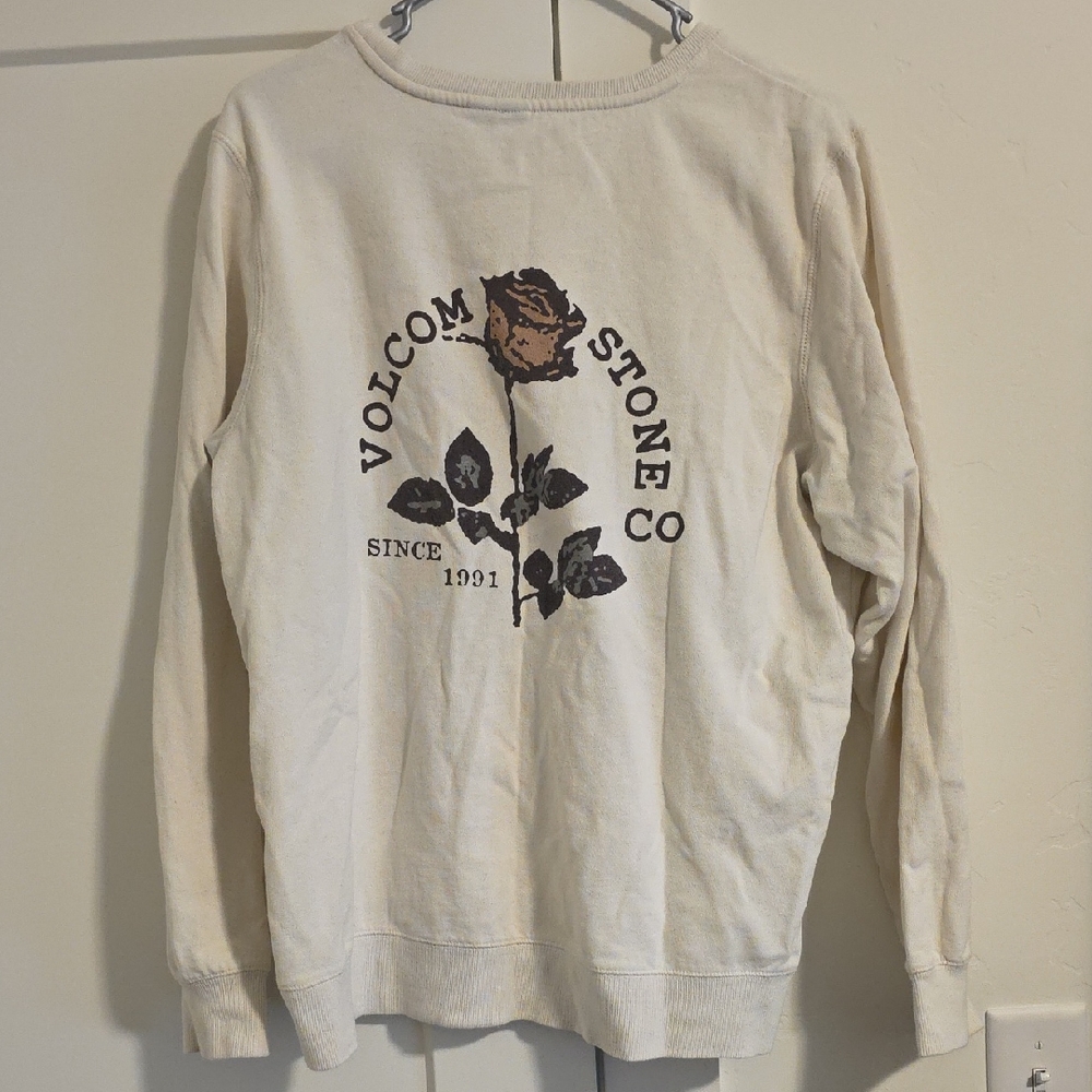 Volcom Cream Pullover with Black Logo Tag